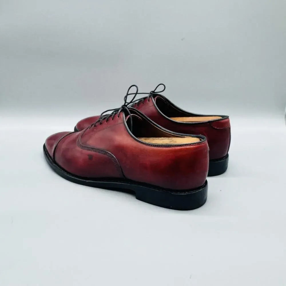 Allen Edmonds Shoes Mens 8 Red Leather Park Ave Cap Toe Oxford Dress Classic